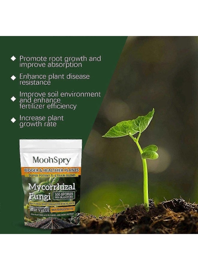 MoonSpry Mycorrhizal Fungi Plant Supplement 100g, Super Concentrated 5-Strain Formula, Natural Root Enhancer, Improves Soil Structure, Boosts Plant Growth and Overall Health - Image 4